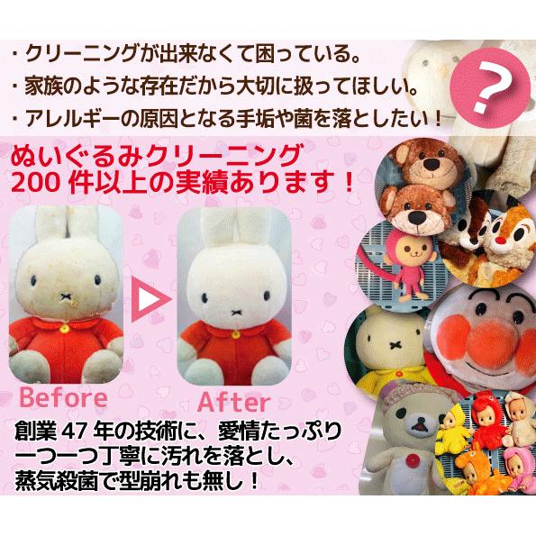 ぬいぐるみクリーニング【Lサイズ】 1体（65cm×70cm以内 45Lゴミ袋に入る大きさ）の画像