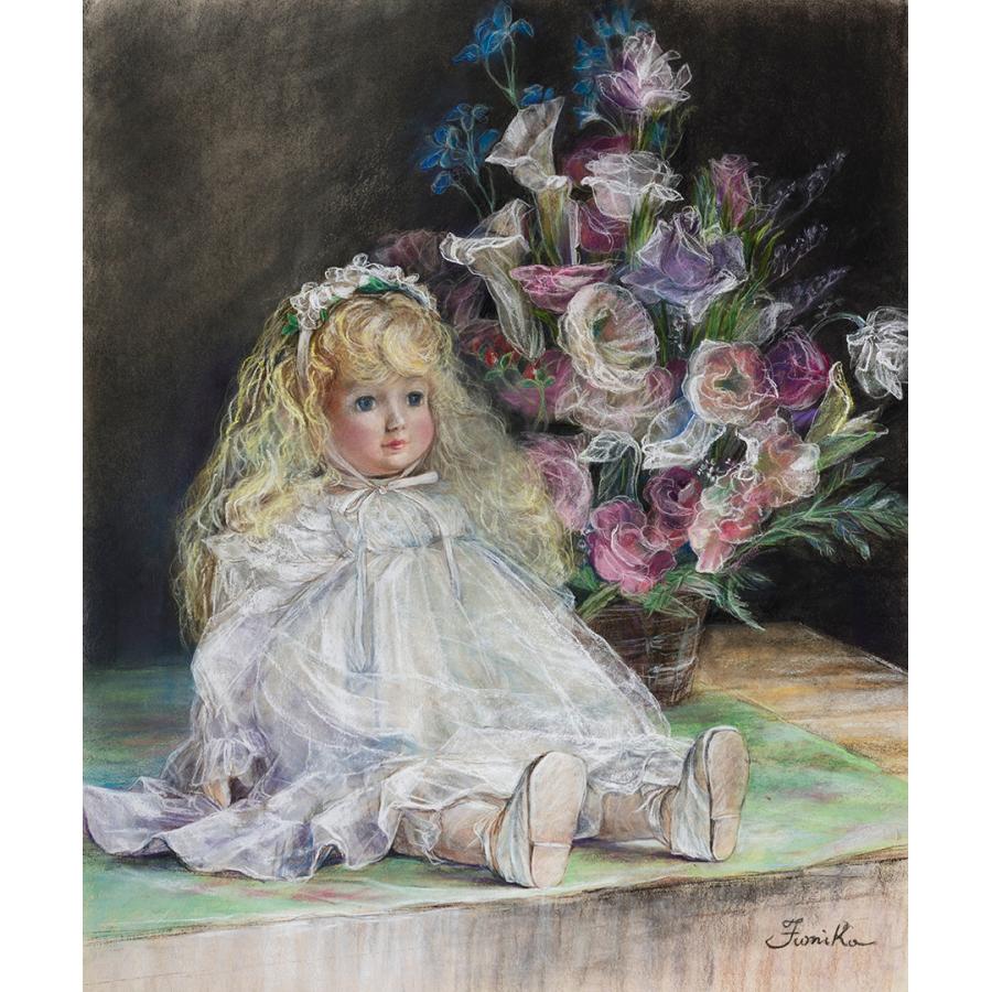 土井ふみ子 「光あふれる午後」 パステル20号大（73×61cm） 額付き