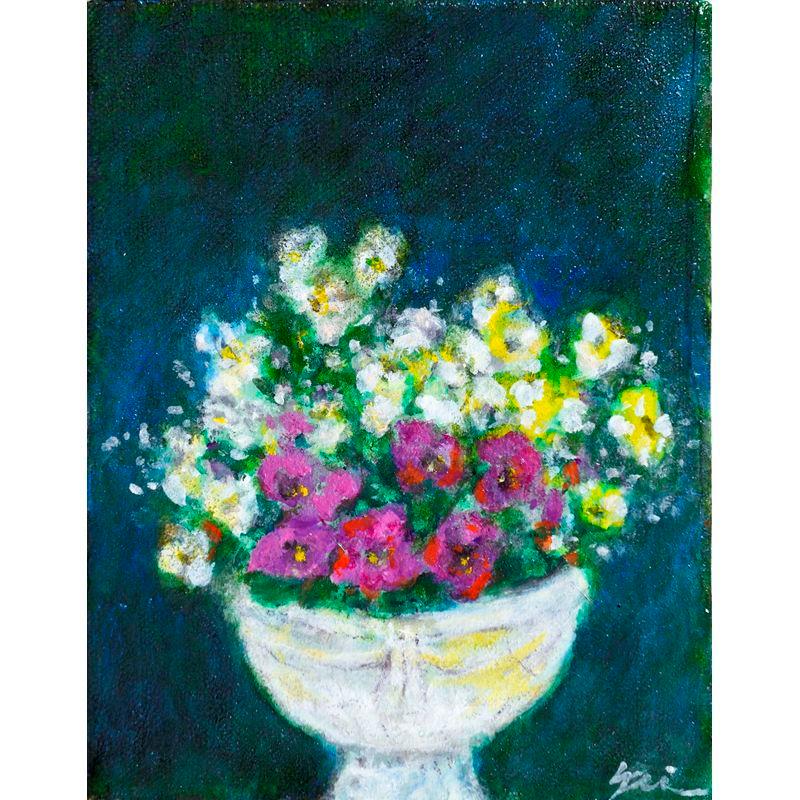 山本 貞 「ヴィオラ」 油絵０号 額付き添い人