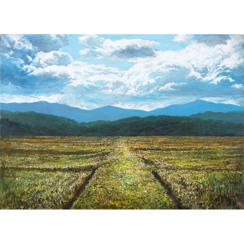 油絵(柳) ≪国美協≫TOMOYUKI・友之、『富士山 赤富士』、油彩画、F6号