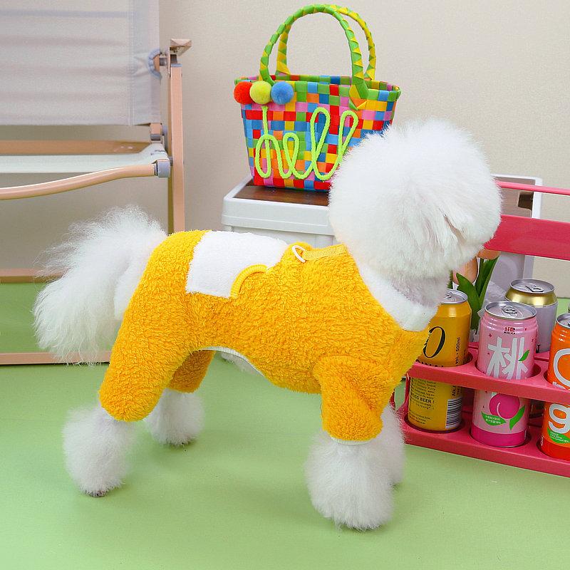 犬 服 ロンパース 黄色 フリース つなぎ 秋 冬 カバーオール 四つ足