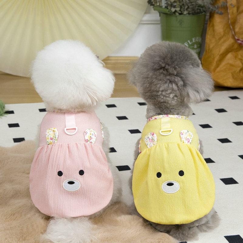 犬 服 春 夏 くまちゃん ぼんぼり タンクトップ ワンピース バルーン