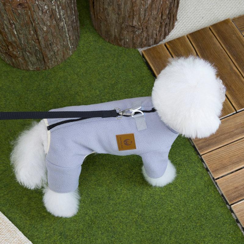 犬 服 ふわふわ フリース 背中開き ロンパース 背中チャック D環付