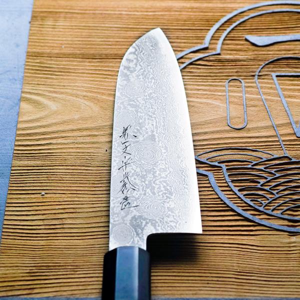 包丁 堺一文字光秀 銀三ダマスカス 和式三徳包丁180mm【名入れ即日可能
