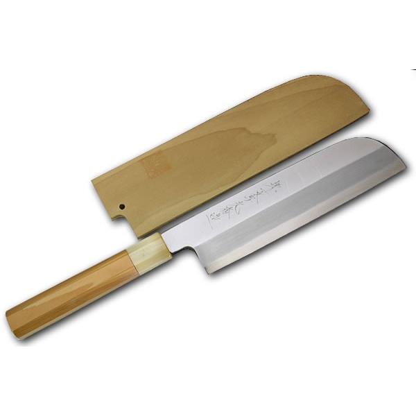 包丁 堺一文字光秀  白銀 霞研 鎌薄刃包丁225mm サヤ付き【名入れ即日可能】 送料無料 本刃付け無料 ギフト包装無料 プレゼント