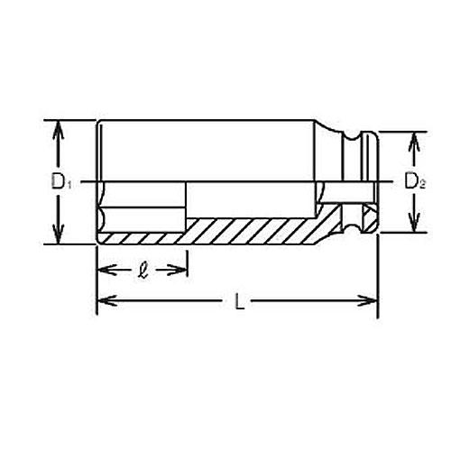 ko-ken(コーケン):1.1　2sq　インパクトディープソケット　17300A-1.7　6角ディープソケット　1-1　2゛(38.1mm)