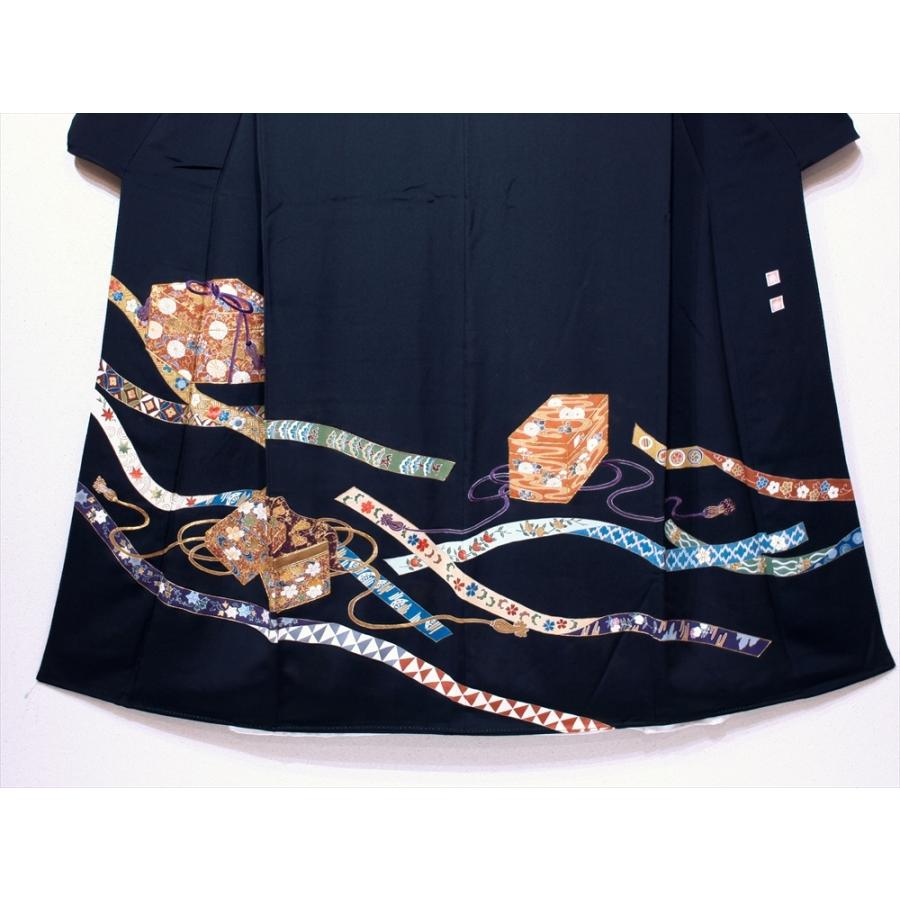 リサイクル着物 黒留袖 京友禅 作家物 落款付き 刺繍 上質 短冊