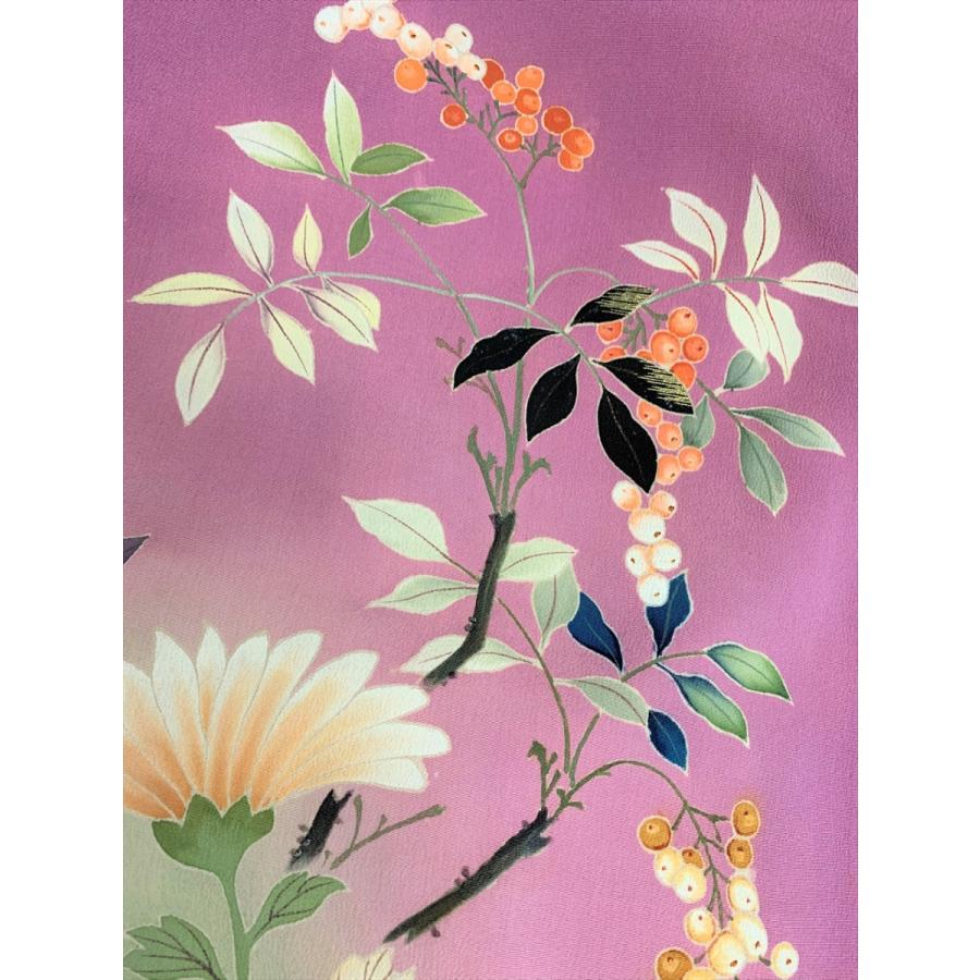 アンティーク着物 振袖 貝桶 桜 菊 貝桶 レトロ 大正ロマン 薄紫 : 壱