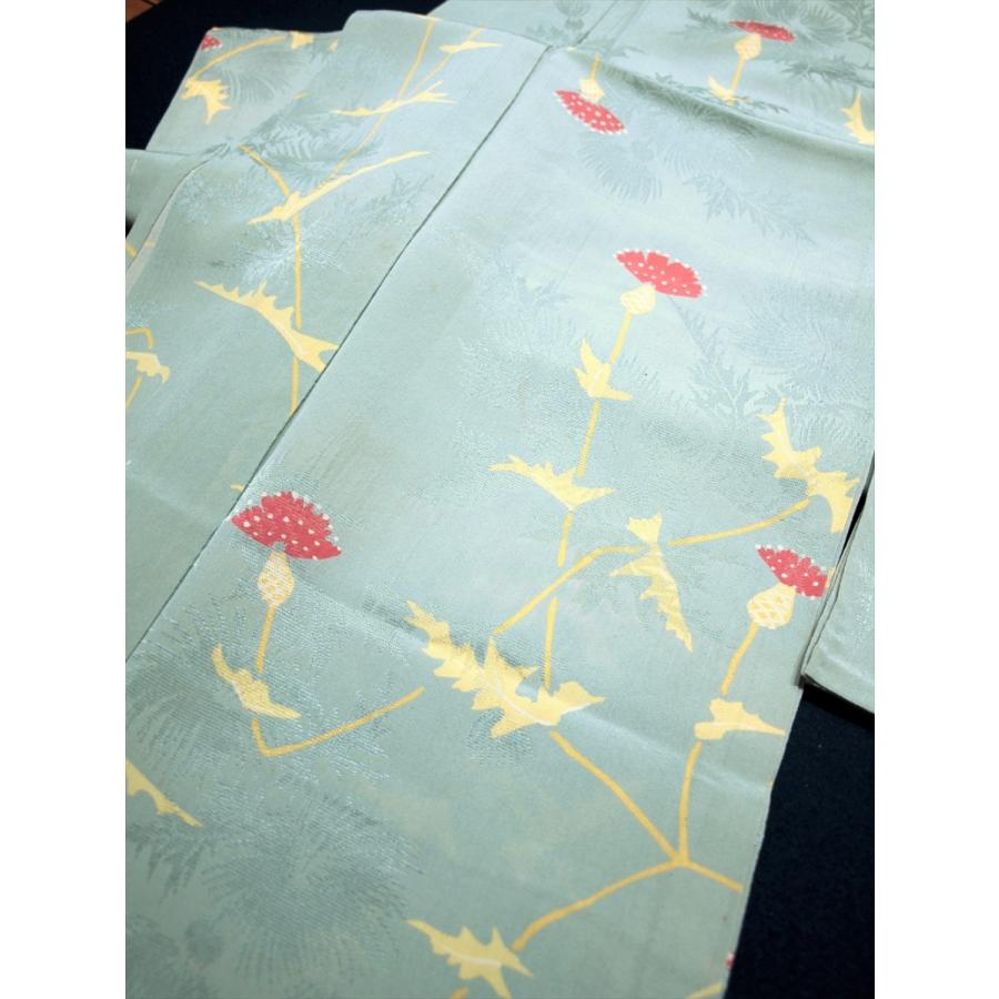 アンティーク着物 単衣 小紋 薊 アザミ ポップ モダン アールデコ : 壱