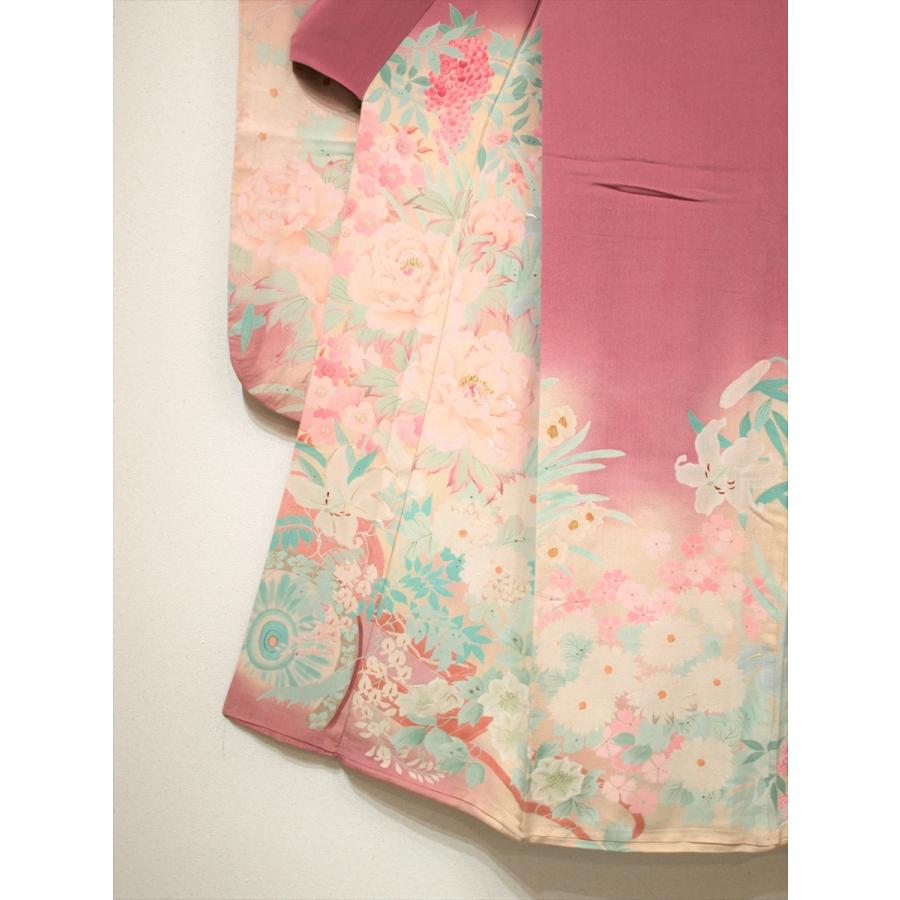 専用☆アンティーク大正ろまん☆綺麗なピンクの着物単品 アンティーク着物 振袖 ピンク 花車 牡丹 レトロ 大正ロマン : 壱の蔵