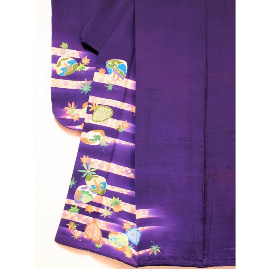 アンティーク着物 振袖 貝合わせ 紫 レトロ 大正ロマン 桜 細工物