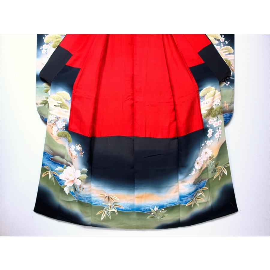 アンティーク着物 振袖 貝桶 貝合わせ 菊 牡丹 梅 花嫁衣裳 お引きずり