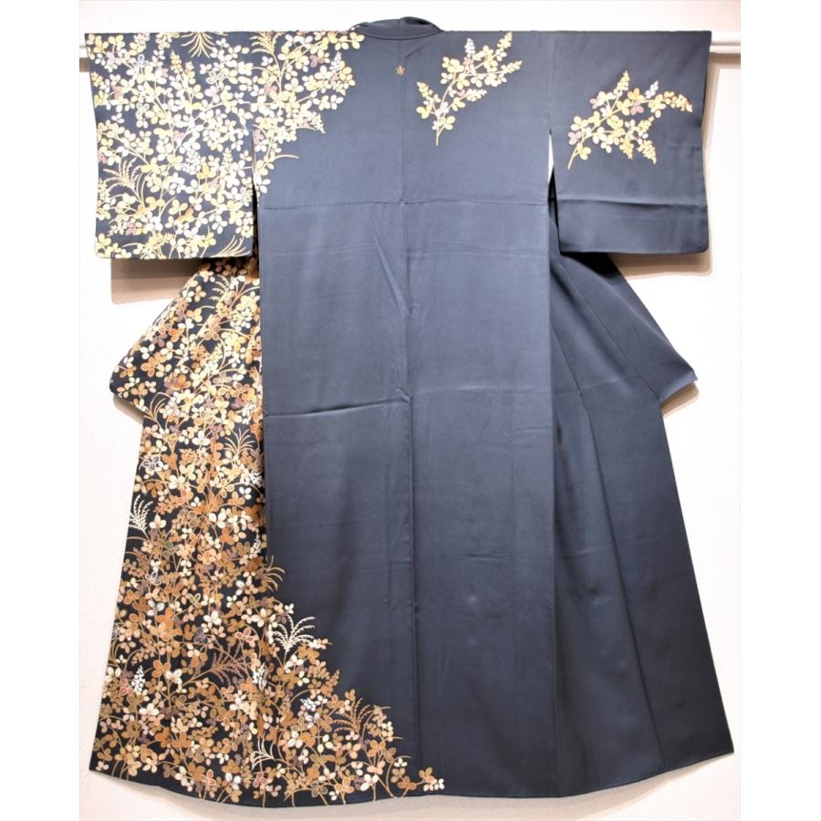 リサイクル着物 訪問着 萩 濃灰地 東京ますいわ屋 特撰 美品 クール