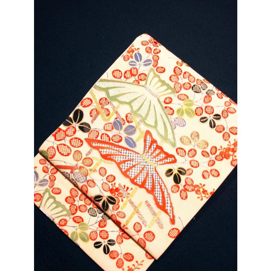 アンティーク帯 袋帯 紗 萩 東屋 紋紗 紗綾型 夏帯 夏着物 美品 レトロ