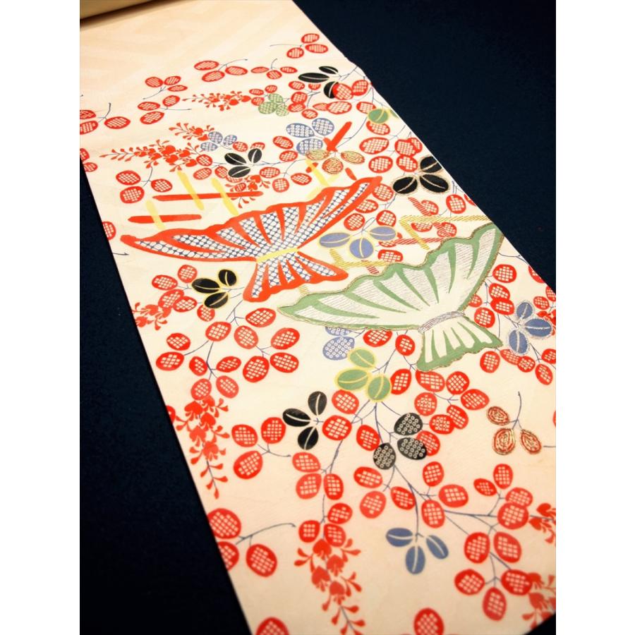 アンティーク帯 袋帯 紗 萩 東屋 紋紗 紗綾型 夏帯 夏着物 美品 レトロ