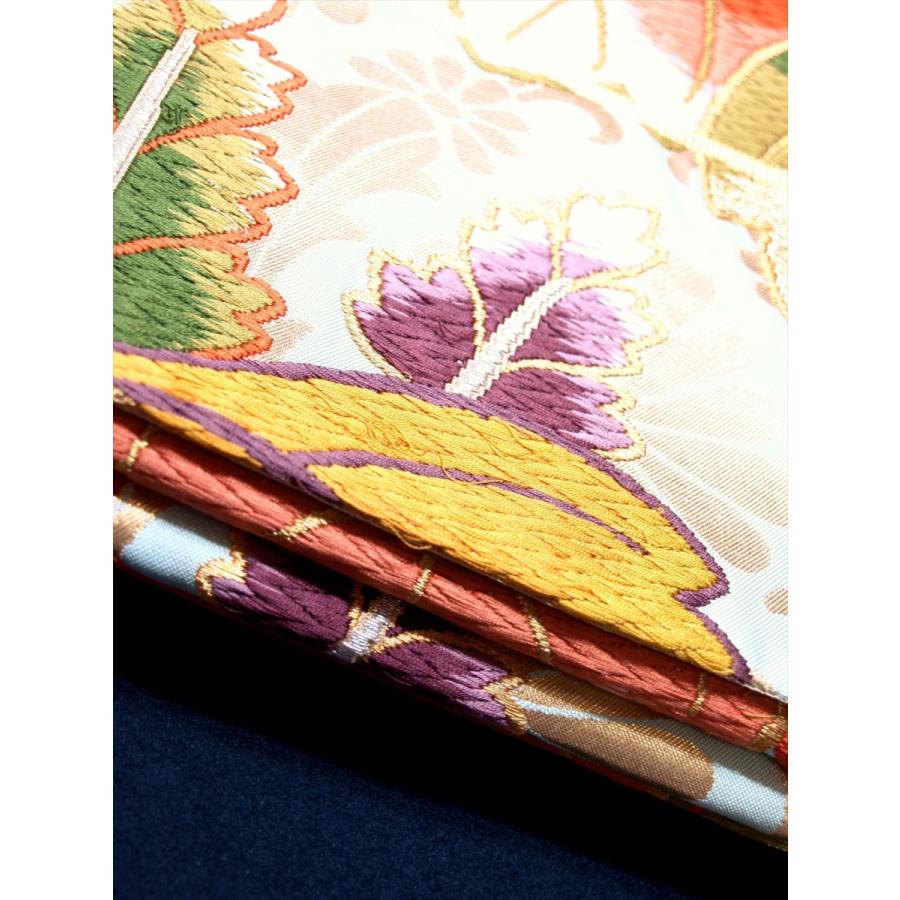 リサイクル帯 袋帯 振袖 桐 菊 唐織 水色地 立涌 色無地 訪問着 豪華  