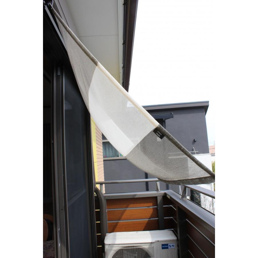 【日よけ シェード 屋外用 おしゃれ 】目隠しに｜ベランダ・オーニング対応｜約140ｃｍｘ100ｃｍ ｜日本製 イチオリ｜3ボーダー　マーブルグレー |  | 02