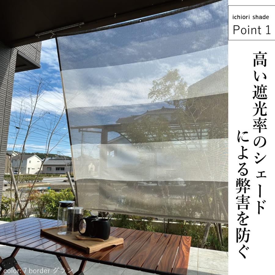 【日本製  日よけシェード   屋外用 】約2m×2ｍ　ベランダ・オーニング対応  おしゃれ  目隠しに｜ イチオリシェード｜7ボーダー　グラン【送料無料】 |  | 08