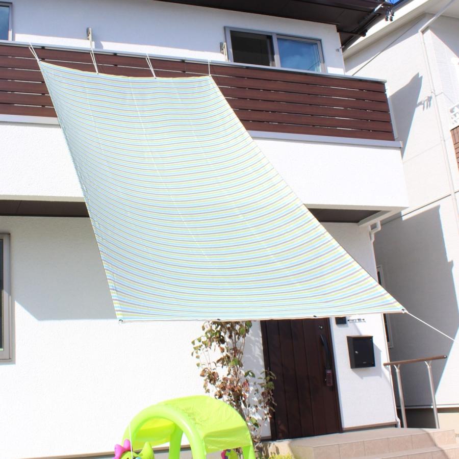 【日よけ シェード 屋外用 大型 おしゃれ 】目隠しに｜ベランダ・オーニング対応｜約2m×4ｍ 　日本製 イチオリシェード｜4ｍロングタイプ　ミント【送料無料】 |  | 04