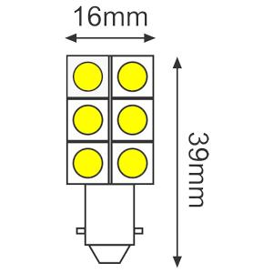 送料無料 BA9ｓ型 6連 Super FLUX LED ルームランプ 2個組  ホワイト ルームランプ ワンコイン ポイント消化｜ichioshi｜03