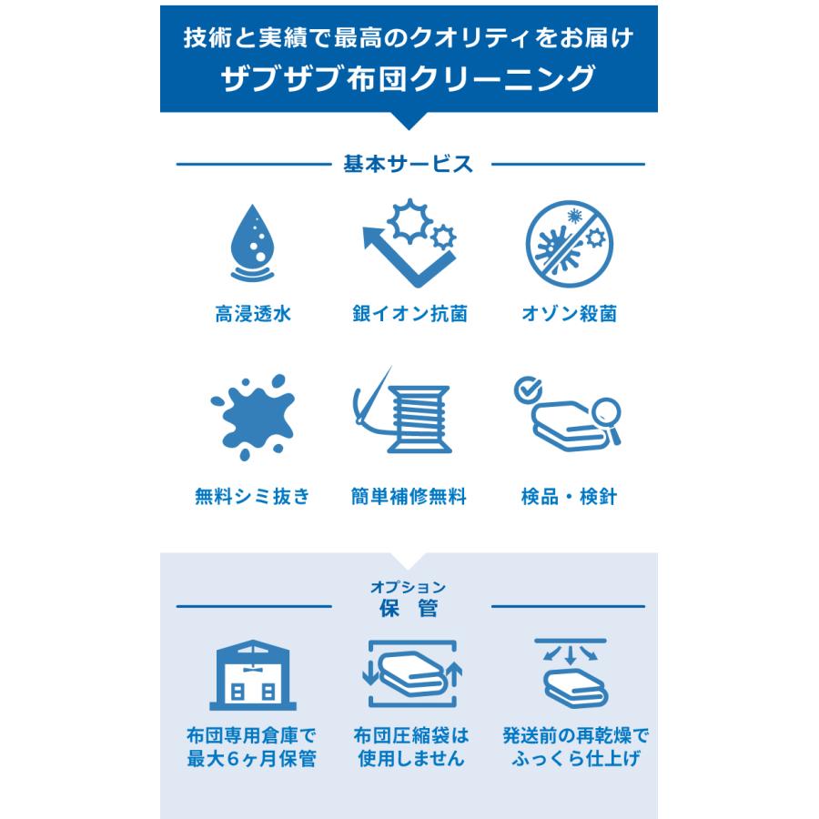 ザブザブ 羽毛布団 丸洗い 2枚 保管サービス付 往復送料無料 クリーニング 布団 銀イオン抗菌処理 ダニ・ほこり除去 無料染み抜き 丸八真綿_2
