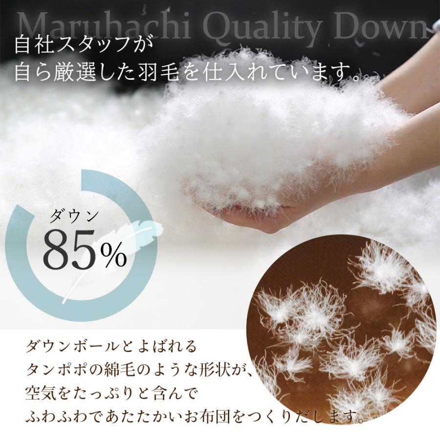 丸八真綿 羽毛布団 フランス産 ホワイトダックダウン85%使用 シングル