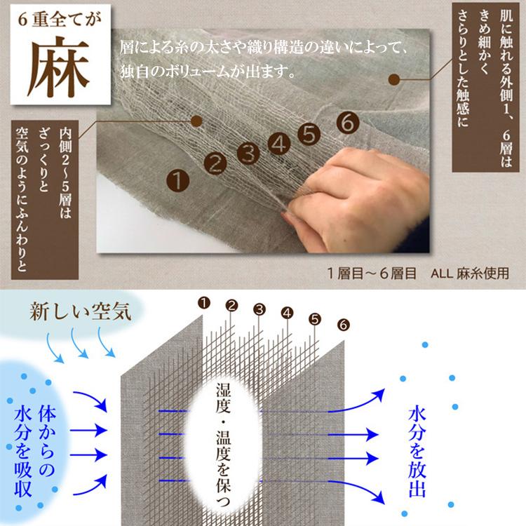 日本製 麻 ガーゼケット タオルケット 麻の葉 麻100％ シングル 六重