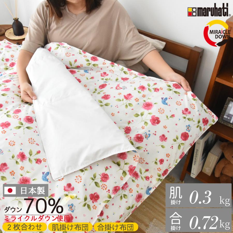 丸八真綿 ミライクルダウン ダウン70% 羽毛掛け 2枚合わせ