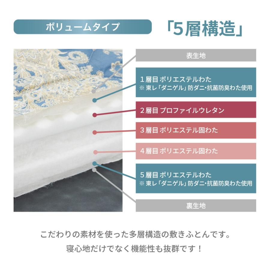 丸八真綿 日本製 極厚構造 多層 敷き布団 4層 5層 シングル 100×210cm