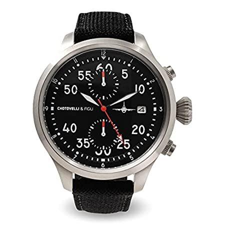 特価ブランド Chotovelli Aviatorパイロットメンズ腕時計クロノグラフ表示キャメルレザーストラップ52.12 腕時計