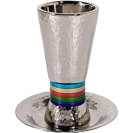 高級感 ワインGoblet Kiddushカップ円錐型HammeredニッケルDesigned Coloredリング With その他食器、カトラリー