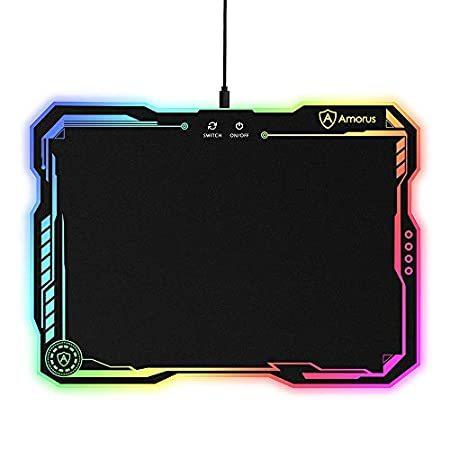 Amorus Pcサプライ アクセサリー Rgbゲーム用マウスパッド 硬質表面 大型ledマウスパッド 硬質