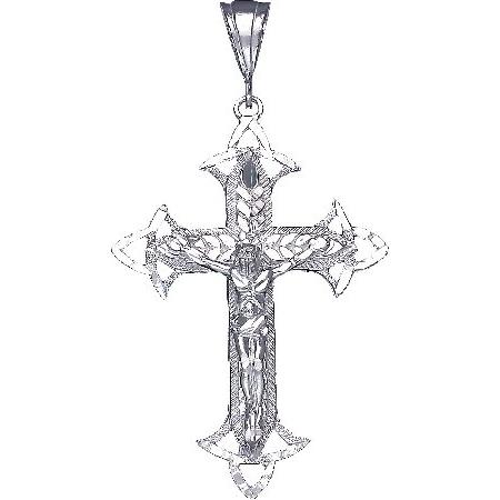 超目玉 12月 Largeスターリングシルバークロスwith Jesusペンダントネックレスwithダイヤモンドカット仕上げ ネックレス ペンダント Pathwaysfl Org