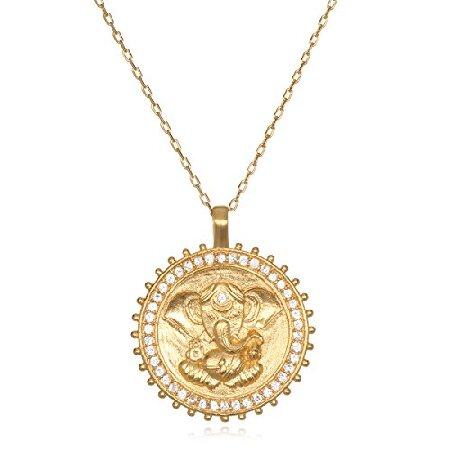 正規激安 Satya Jewelry ワンサイズ 30インチ ガネーシャペンダントネックレス ゴールド ホワイトトパーズ ネックレス、ペンダント