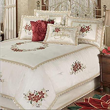 注目のブランド Touch Of Class Poinsettia Palace 7ピース 刺繍入り ホリデー掛け布団 寝具セット シャンパン キング 布団 Savannah Osc Com