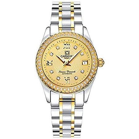 上品なスタイル レディース自動機械式腕時計 カジュアルファッション Gold & Silver ドレスウォッチ ローズゴールド ステンレススチール 防水 アナログ 腕時計