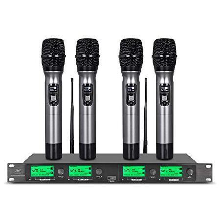 有名な高級ブランド Microphones Channel 4 System Microphone Wireless UHF 4 DJ Karaoke Handheld マイクミキサー