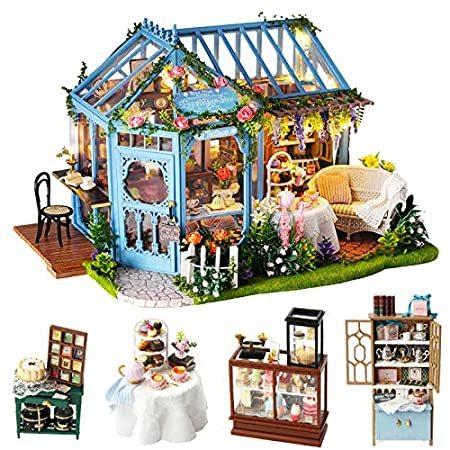 Spilay Dollhouse Miniature with Furniture,DIY Dollhouse Kit Plus Dust Cover
