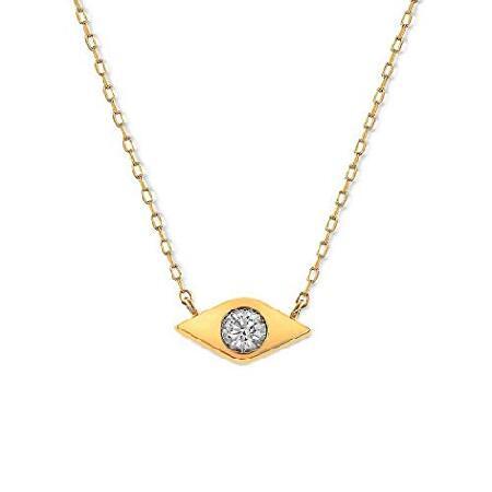 【希少！！】 Social Value Necklace.08ct Eye Evil Diamond Natural Gold Yellow Solid 14K ネックレス、ペンダント