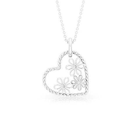 ユニークな小さなSGL認定 ダイヤモンドオープンハートペンダント ゴールド刻印 ツイストフラワーチャームネックレス ブライダルウェディングチェーン 恋