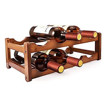 【受注生産品】 Bamboo 8-Bottles Rack, Wine 2-Tiers PAMISO Wine Coun Rack Wine Holder Stand ワインラック