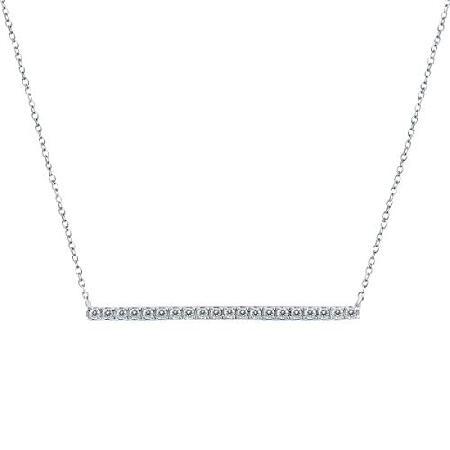 最新エルメス 1/5 Carat TW Diamond Bar Necklace in 10K White Gold ネックレス、ペンダント