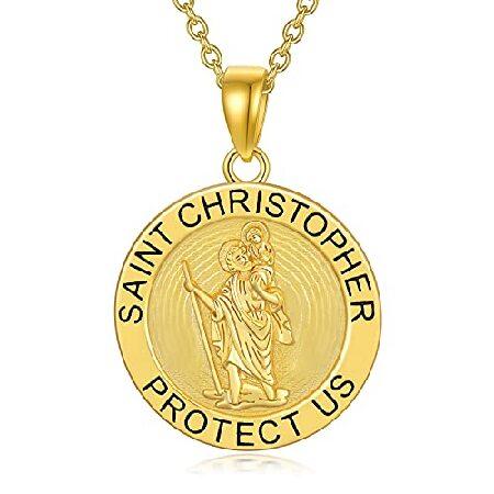 聖クリストファー メダルネックレス 925スターリングシルバー 聖クリストファー 宗教的 コインペンダントネックレス 男性 男の子 女性へのギフトに ネックレス、ペンダント 珍しい 