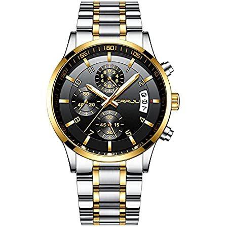 品質が Steel Stainless CRRJU Watches Date Waterproof Business Luxury Men Men, for 腕時計