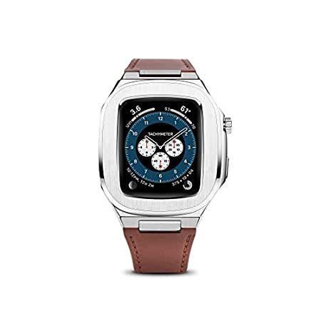 Kasper Maison アップルウォッチ ケース イタリアンレザーバンド付 44mm アップルウォッチ シリーズ6/5/4/SE対応 - ステンレ