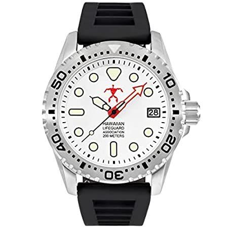 通販 ステンレススチール 公式アソシエーションダイブウォッチ メンズ Lifeguard Hawaiian 日本製クォーツ 22 ブラック ラバーストラップ 腕時計