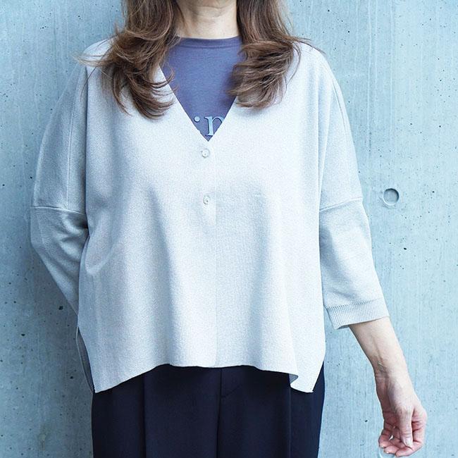 ATELIER SIX アトリエシックス カーディガン きれいめコーデ オフィスカジュアル シンプルシルエット ラメ入り生地 | ATELIER SIX