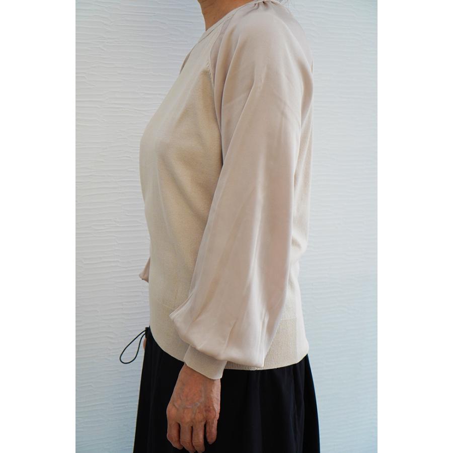 PASSIONE 30%OFF パシオーネ 袖サテン生地 バルーン袖ニット