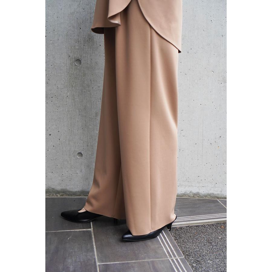 Cafune（カフネ） ストレッチ素材 ストレートワイドパンツ 535632