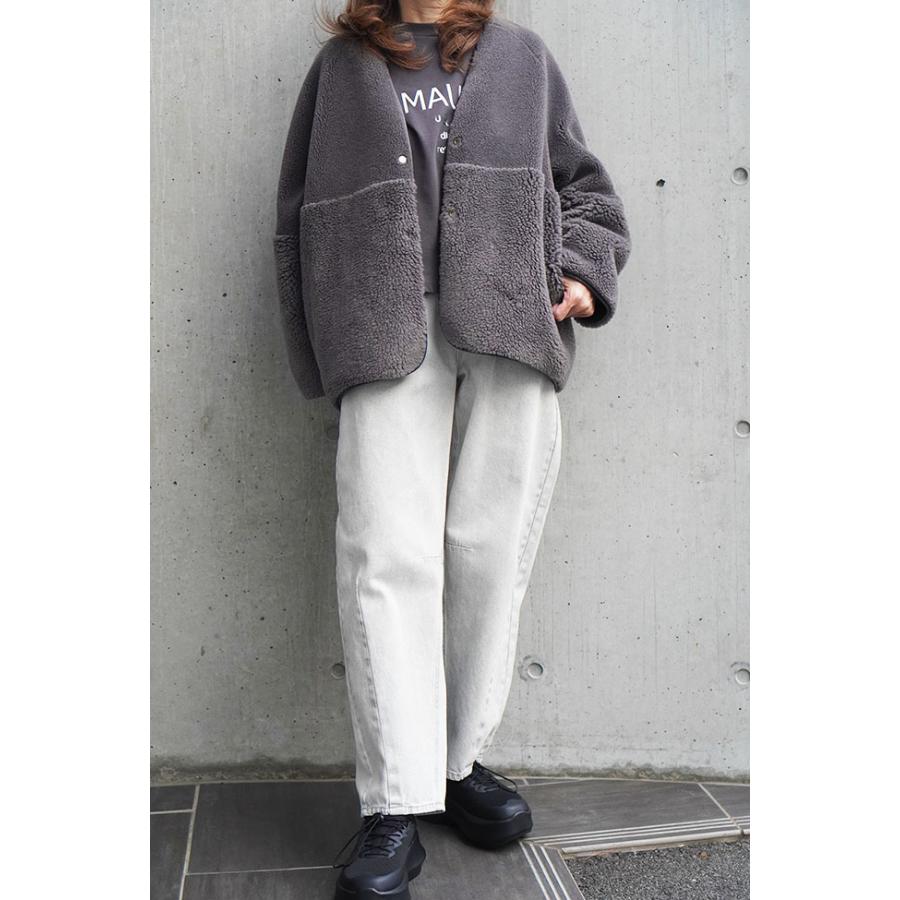 今季アウター　パシオーネ PASSIONE（パシオーネ） リバーシブル ノーカラーボアジャケット